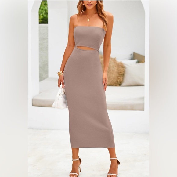 - Women's Summer Midi Bodycon Dress Strapless Cut Out Knit Tube Lon…
8042 - Picture 4 of 7